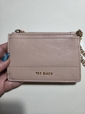 Ted Baker Pale Pink Leather Card Holder with Chain